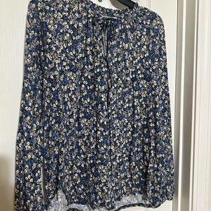 Chaps Navy Floral Blouse
